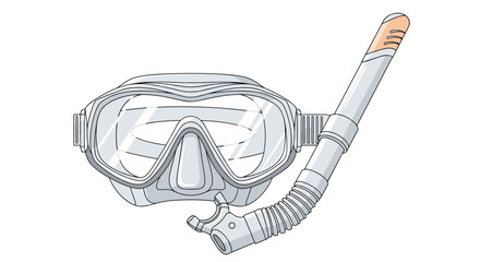 A detailed illustration of a snorkeling mask and snorkel set, perfect for underwater exploration and recreational activities in the ocean or pool.