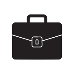 Black silhouette of a briefcase with a handle and clasp, isolated on a