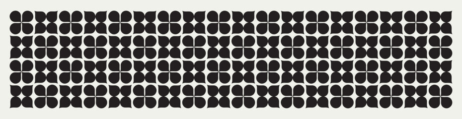 Flower shapes pattern vector background in black and white shades for wall décor, textiles, interior design, banners and more.	
