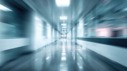 Fototapeta premium Modern sterile medical corridor with motion blur