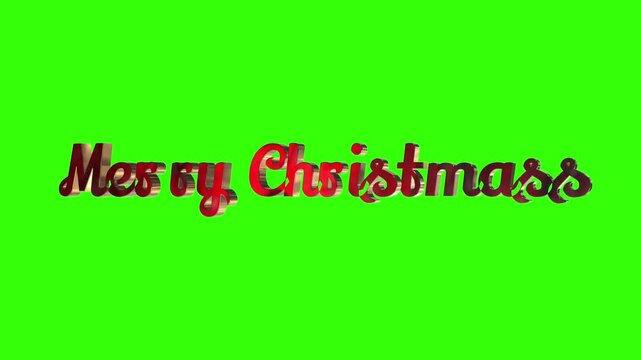 Elegant Red 3D Text "Merry Christmas" Animation on Green Screen Chroma Key