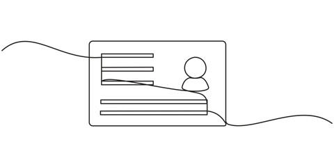 Continuous one line drawing employee identification card illustration vector