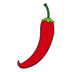 A single red pepper on transparent background