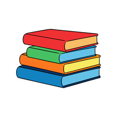 Stack of colorful books on transparent background