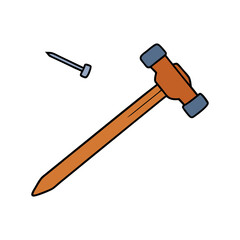 Hammer and nail image on transparent background