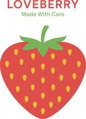 Loveberry sweet strawberry illustration made with care design element Vector Illustration 