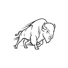 Obraz premium Bison outline illustration on white background
