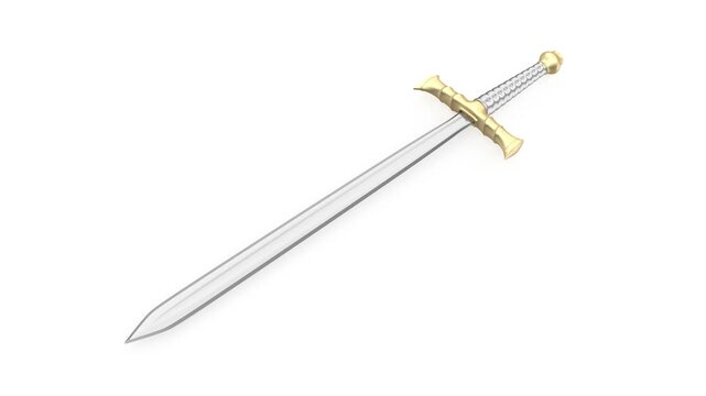Medieval sword on white background