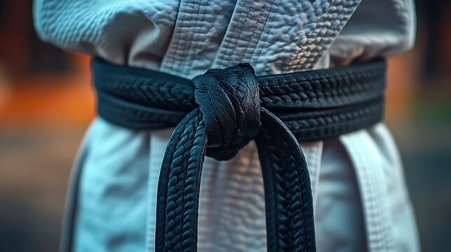 Karate Black Belt Close-Up Martial Arts Strength and Discipline