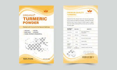 Organic Turmeric Powder Packaging Design Vector Template