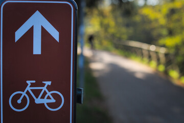 cycle path in the city green area 
