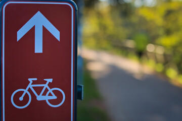cycle path in the city green area 