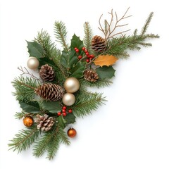 Festive holiday decoration home interior christmas garland white background close-up view vibrant and detailed design