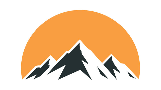 Mountain range with orange sun
