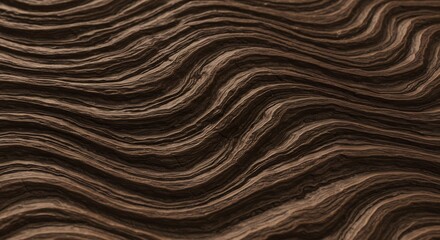 Naklejka premium Dark brown wood grain with undulating parallel lines and visible texture