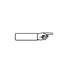 Horizontal hand with a forward-pointing finger in playful line art—perfect for commands, forward navigation, presentations, or announcements.