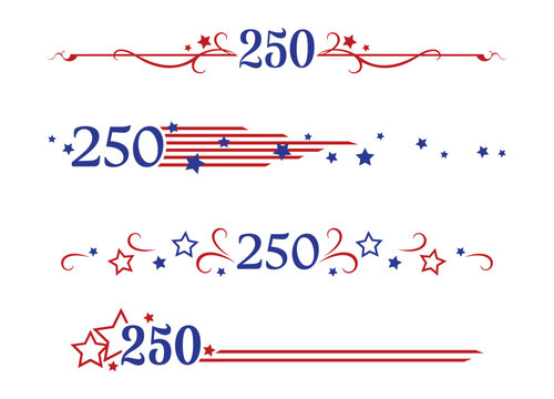 A set of American semiquincentennial 250th birthday divider lines
