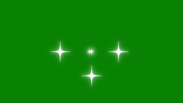 Twinkling stars animation, white cartoon, flat, vector, doodles style stars Blinking retro vector stars and starry night sky, looping animation. Animation twinkling stars on a green background.4K