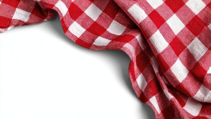 Fototapeta premium Picnic Perfection: A classic red and white checkered picnic cloth drapes elegantly, hinting at a scene of rustic charm and simple pleasures.