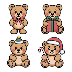 Cute Christmas Teddy Bears Collection
