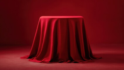 Mystery Unveiled: A captivating image, a table draped in luxurious, deep red velvet, hints at an enigmatic object beneath.