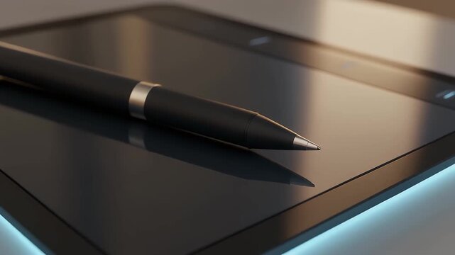 Sleek Stylus on Professional Graphic Tablet for Digital Art Creation