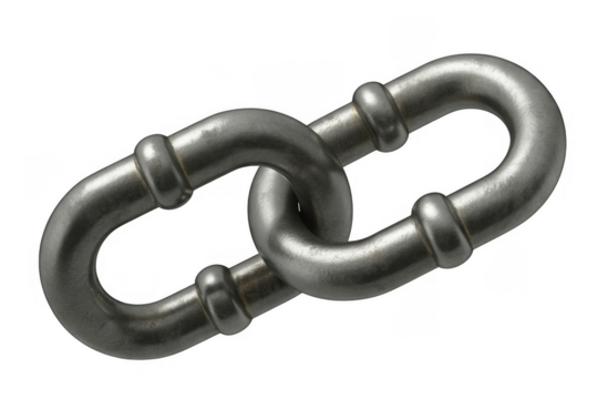 Interlocked Metal Chain Links isolated on a transparent background
