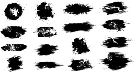 Set of various grunge brush strokes for creative design
