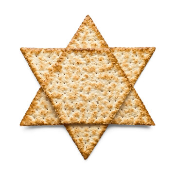 Matzo Star of David shape top view isolate on transparent background