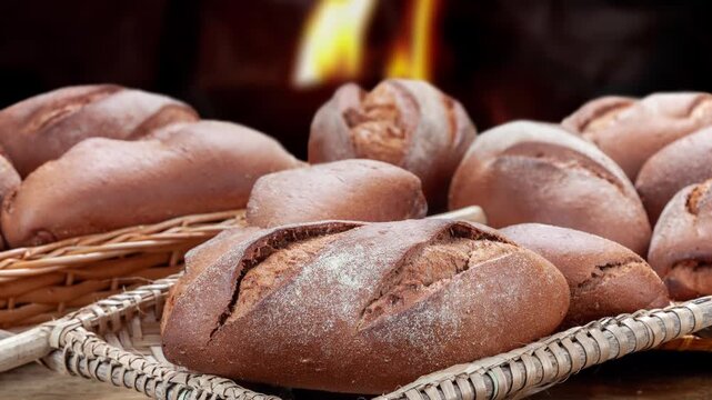 Basket of whole wheat bread