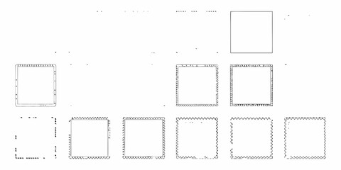 Collection of hand drawn square and rectangular frames with decorative borders and simple outlines