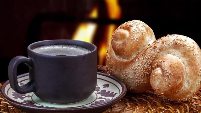 breakfast, coffee and bread
