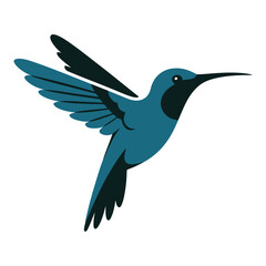 Fototapeta premium Blue hummingbird flat vector icon