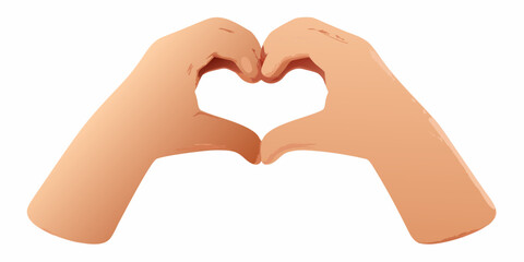Obraz premium Two hands forming a heart shape gesture of love and affection against a white background