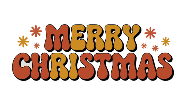 Merry Christmas typography: Festive Merry Christmas typography in retro style, evokes warmth and nostalgia, a message for the winter holiday season