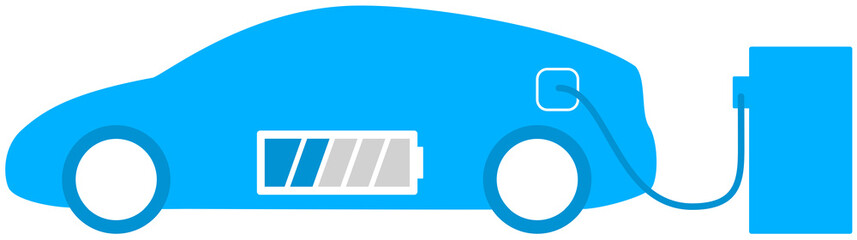 充電中のEVの切り抜きイラスト