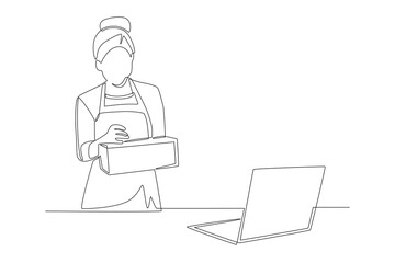 Retail business concept one-line drawing
