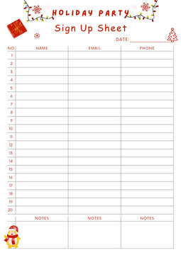 NEW Sign Up Sheet