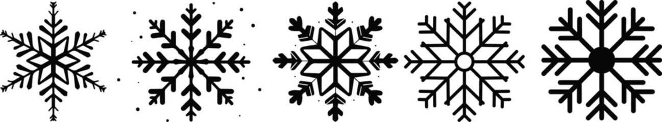 Doodle snowflake. Vector illustration of a snowflake in black and white color.Snowflake Silhouette vector black color and solid white background.Snowflake Silhouette vector black color 