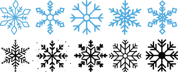 Doodle snowflake. Vector illustration of a snowflake in black and white color.Snowflake Silhouette vector black color and solid white background.Snowflake Silhouette vector black color 