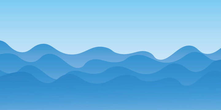 water wavy splash shape blue, sea waves, landscape water ripple for background, vector illustration.