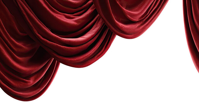 Luxurious red velvet curtain with rich texture and elegant draping for interior decor and stage settings isolated on white background - Powered by Adobe