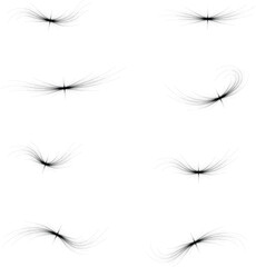 Abstract light stroke elements featuring soft glow lines, flare bursts and curved energy streaks. Ideal for overlays, digital design, motion graphics and modern visual effects.