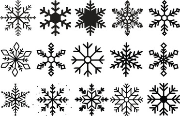 Doodle snowflake. Vector illustration of a snowflake in black and white color.Snowflake Silhouette vector black color and solid white background.Snowflake Silhouette vector black color 