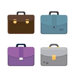 Set of suitcases flat vector illustration of items for carrying things