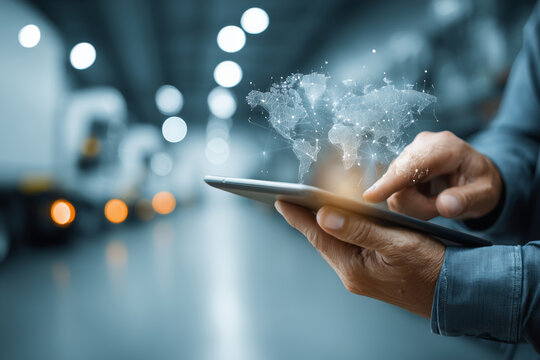 Logistics manager efficiently coordinates digital supply chain operations