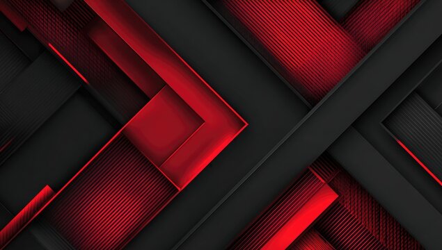 Abstract geometric design with intersecting dark and red shapes - Powered by Adobe