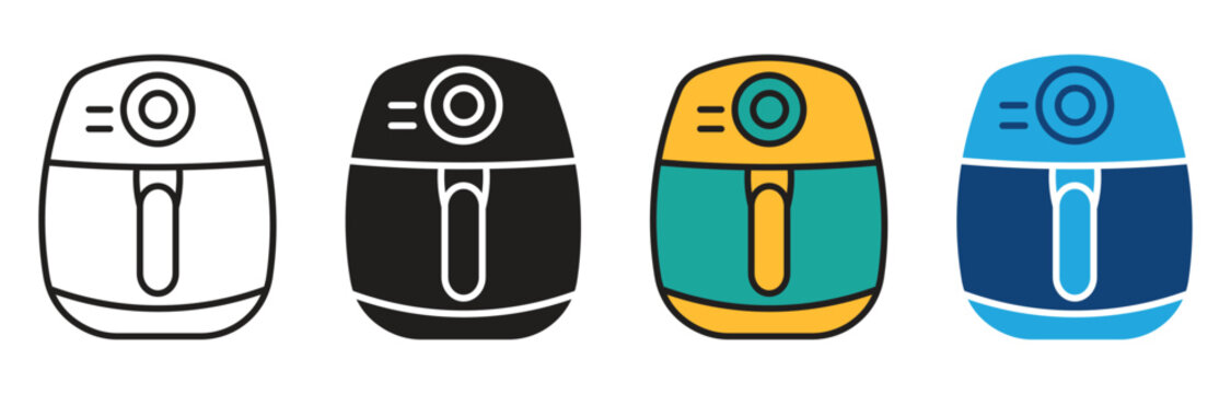  Air fryer icon set. Cooking fry appliance icon simple vector. Deep fryer. Oil basket . vector illustration.