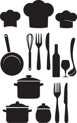 chef hats cooking utensils and kitchenware