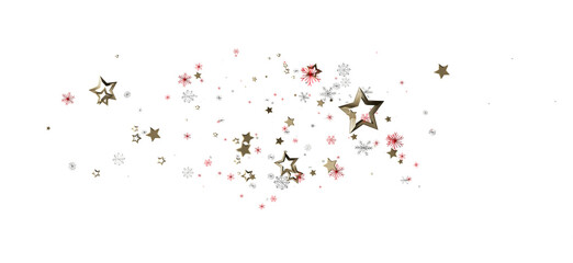 Festive image of star and snowflake confetti on a clean white background, perfect for holiday designs, celebrations and special events.
